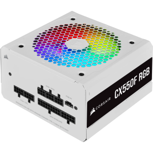 CORSAIR CX Series™ CX550F RGB White — 550 Watt 80 Plus® Bronze Certified Fully Modular RGB White PSU (AU)